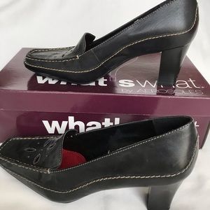 Aerosoles Square toe black loafer style heeled shoe 7